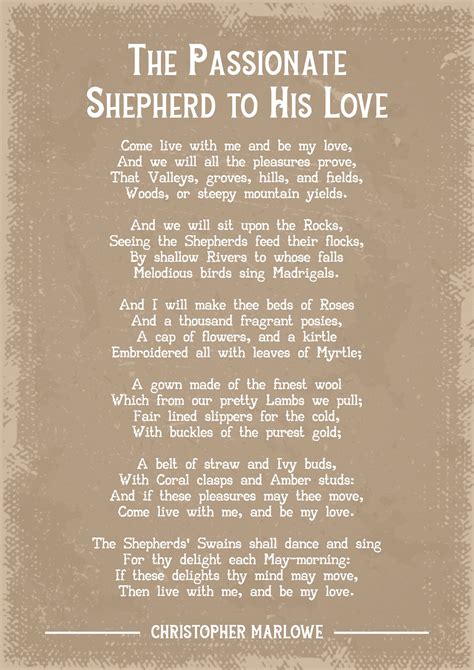 the passionate shepherd to his love setting